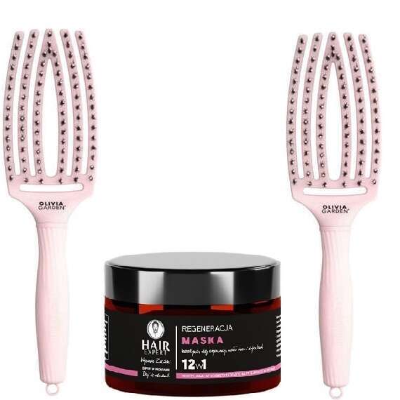 Zestaw szczotek Olivia Garden FingerBrush Combo Medium do rozczesywania włosów + maska Hair Expert 12 w 1 regeneracja do włosów 230 ml